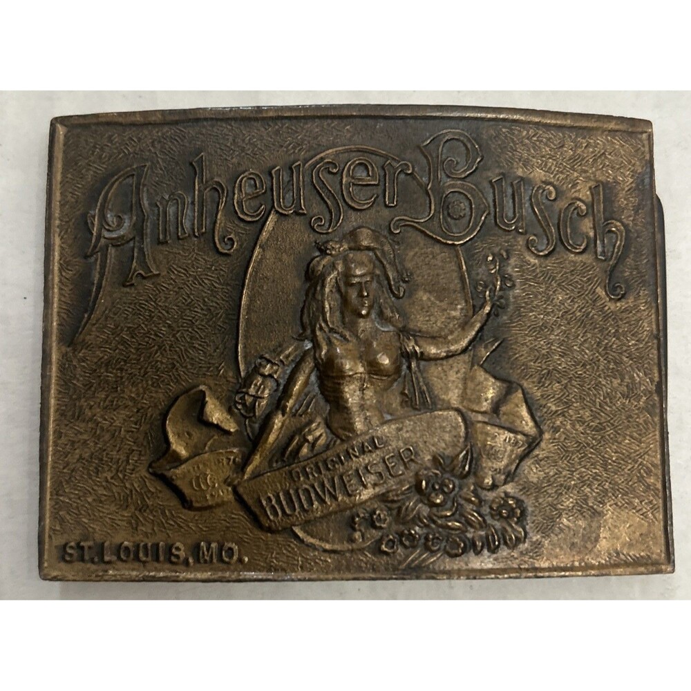 Vintage Anheuser Bush Original Budweiser Brass Belt Buckle (St. Louis, MO)